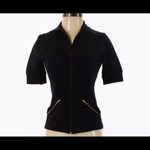 Burberry Women Black Short Sleeve Zip Up Top S